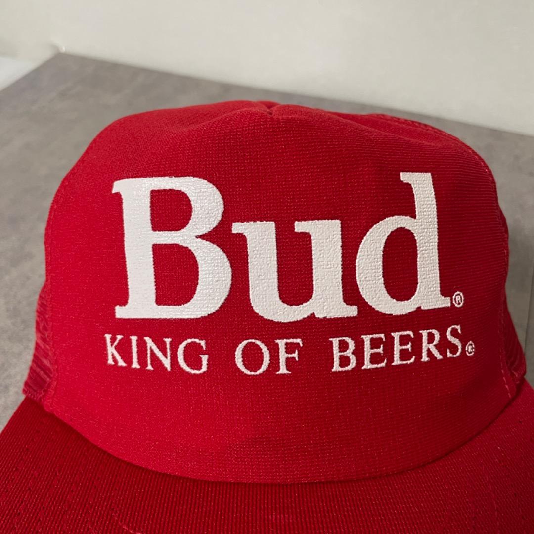 バドワイザー 帽子 メッシュ キャップ 90s USA製 プリント赤 15432