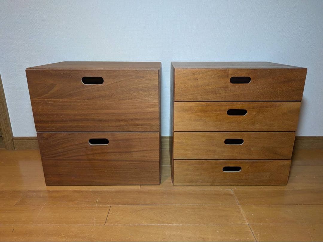 ■送料込■無印 スタッキングチェスト 引出し 収納 棚 ウォールナット 木製