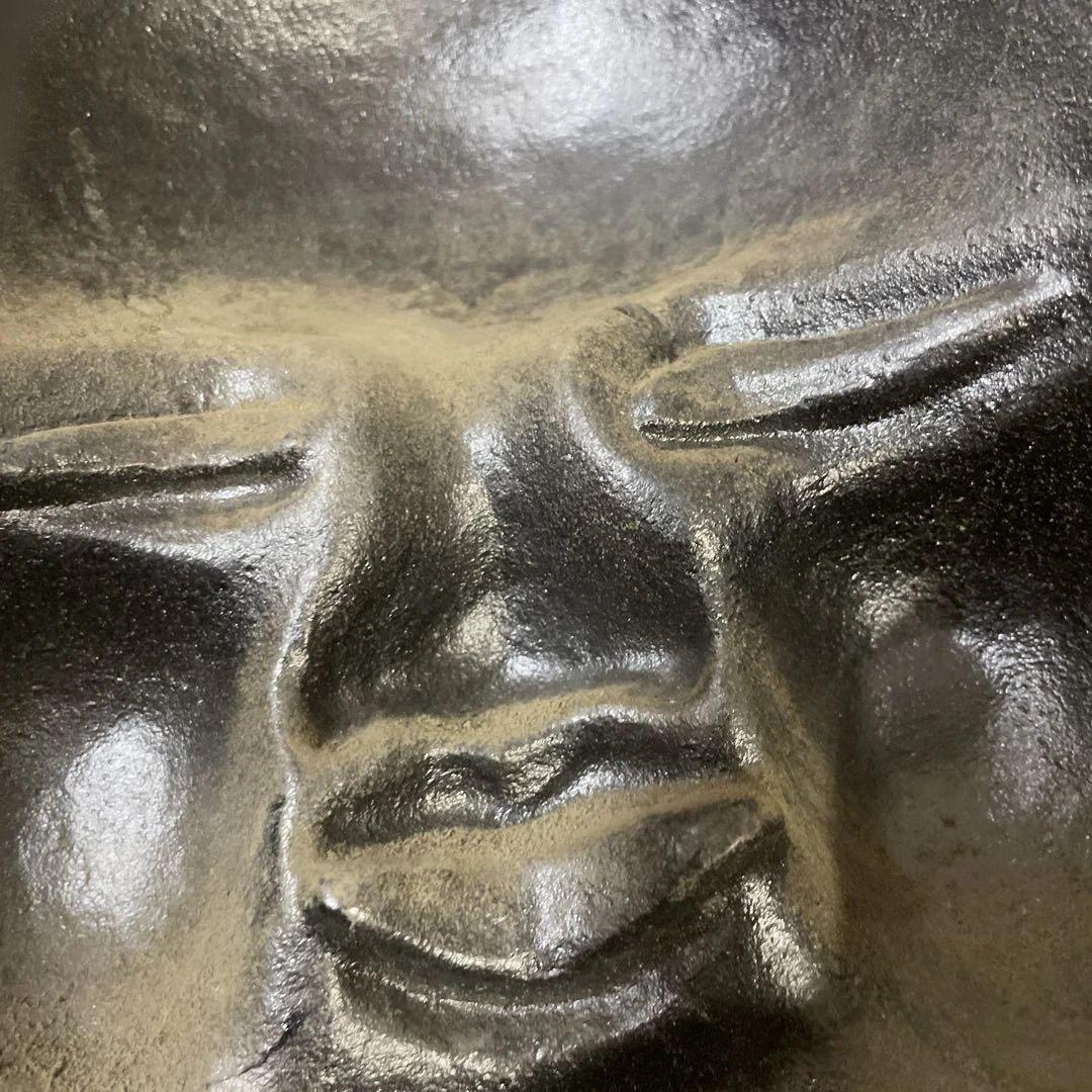 金属製オタフク お福様ふっくらした頬 お福様のお面 骨董