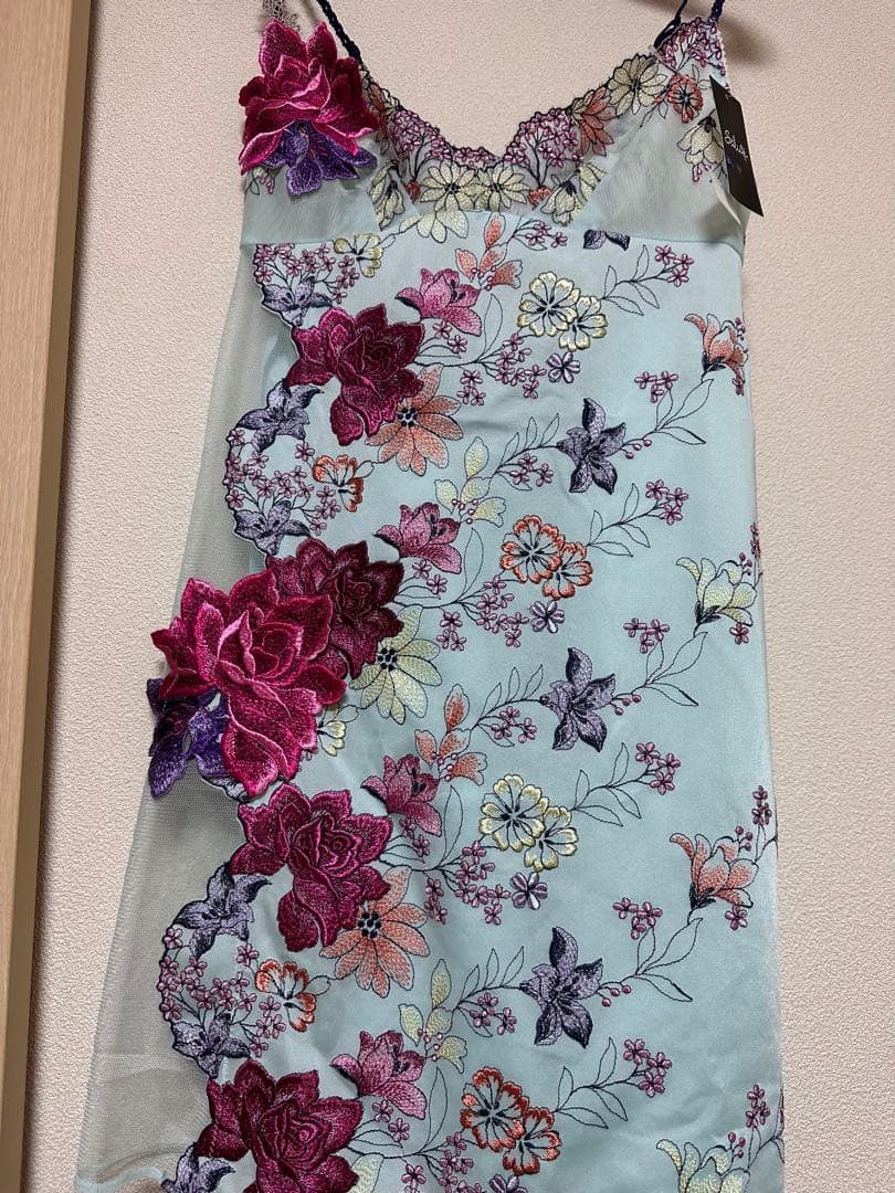 花柄刺繍 キャミソール 水色 秋の七草 サルート STJ274