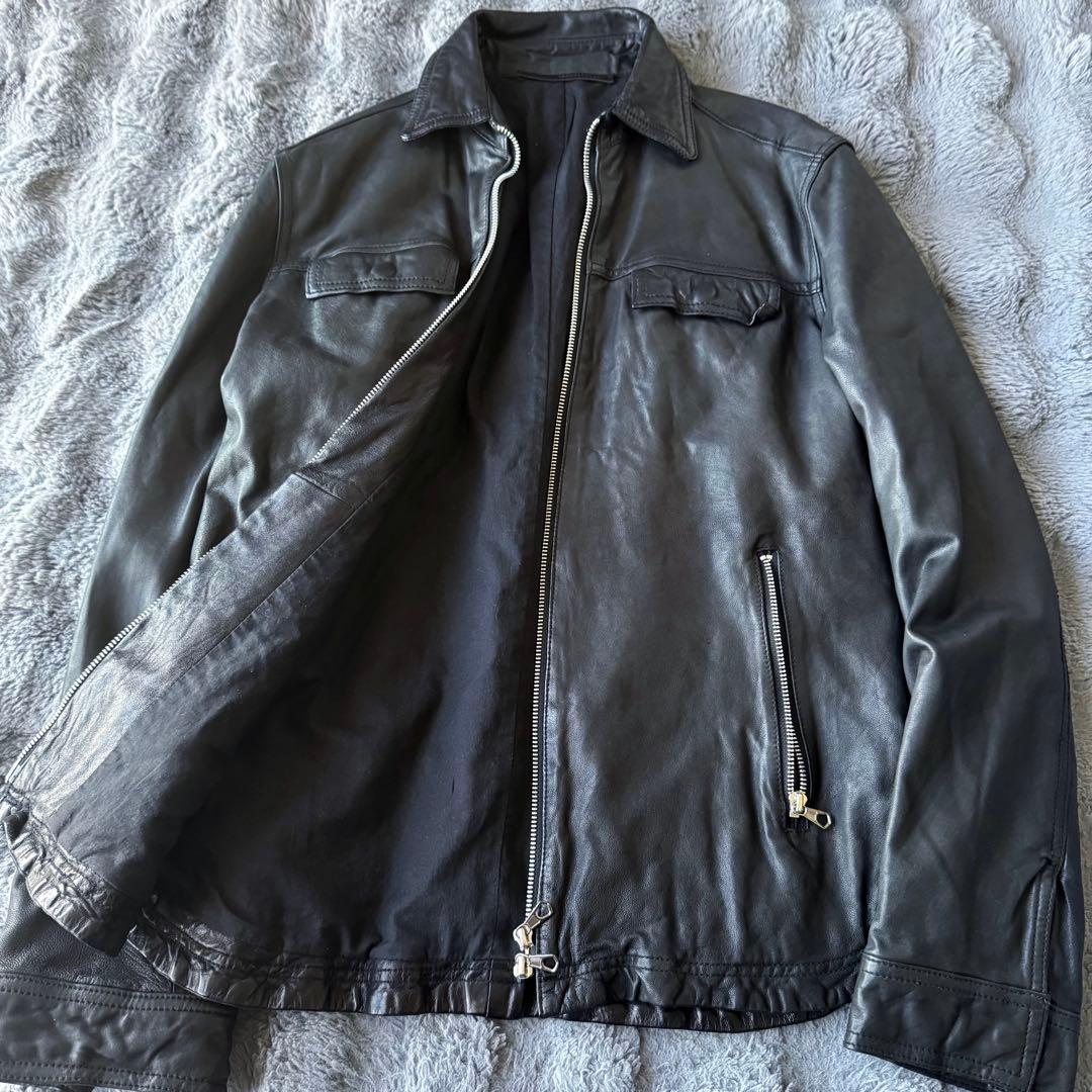 TOMORROWLAND シングルライダースジャケット ブラック L ラムレザー