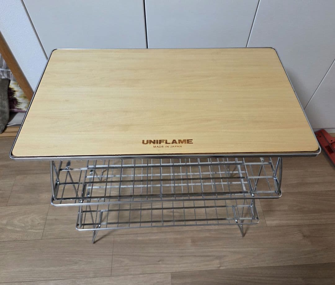 UNIFLAME フィールドラック シルバー 3点 　ウッド天板1点 ユニフレーム(UNIFLAME) フィールドラック+フィールドラック