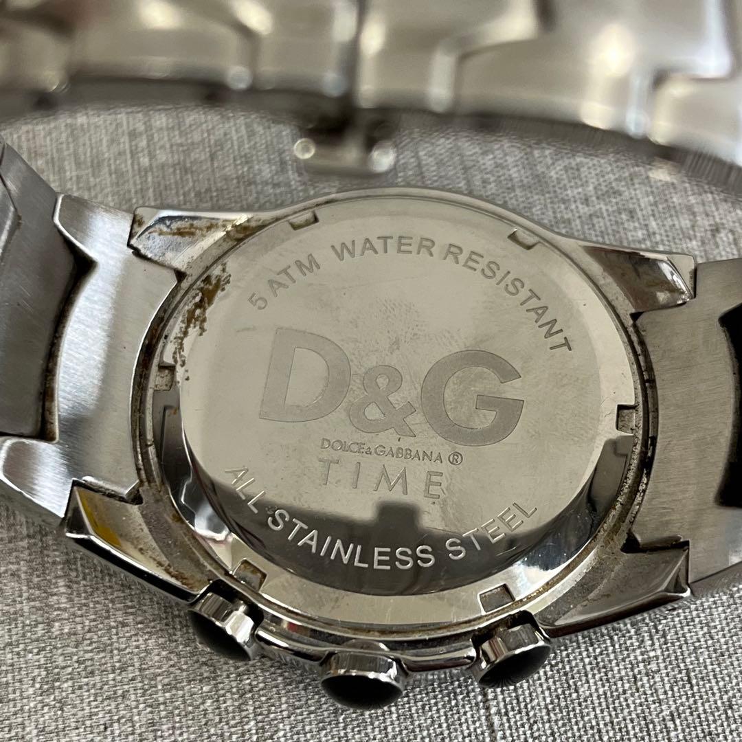 H】希少✨D&G クロノグラフ メンズ 腕時計 シルバー グレー 不動