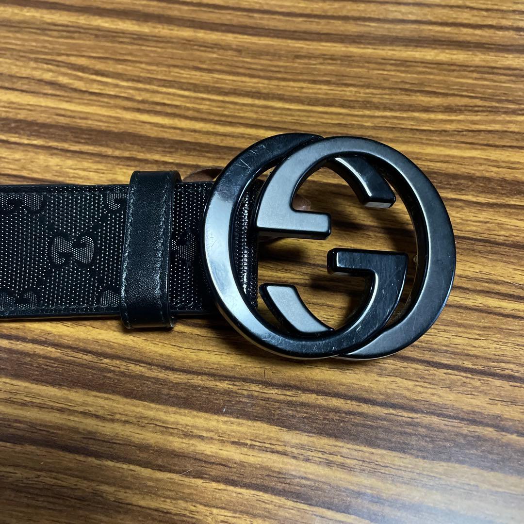 GUCCI グッチ ベルト インターロッキング GG デカロゴ 黒