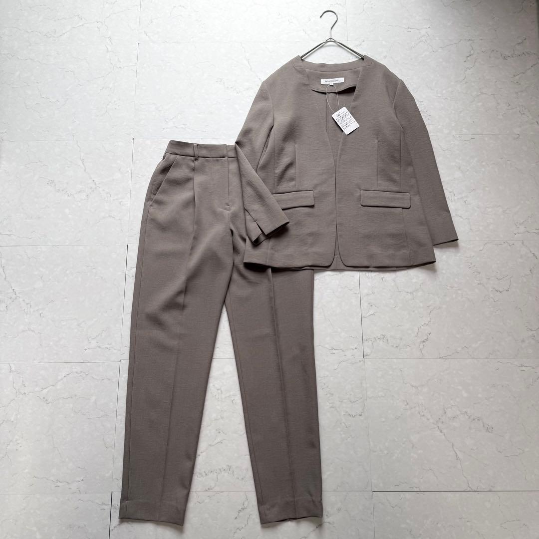 新品 ナチュラルビューティーベーシック スーツ セットアップ ノーカラー パンツ
