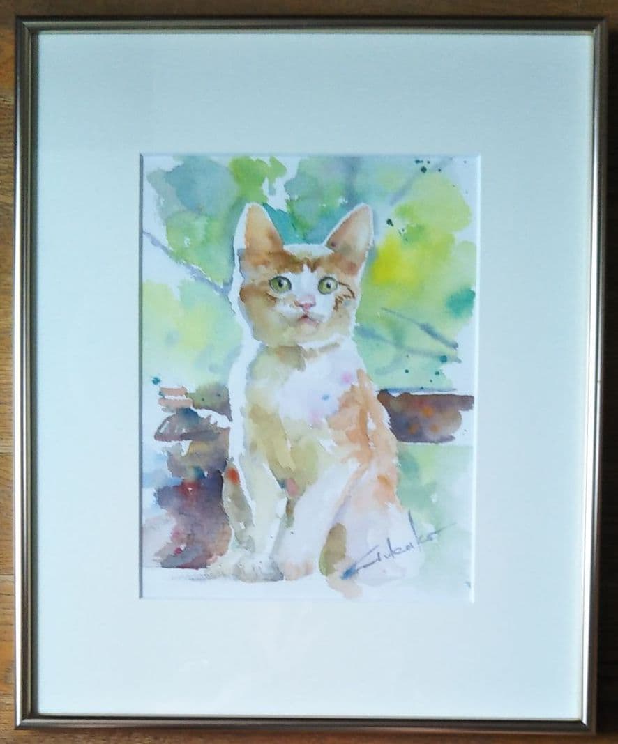 猫　水彩画