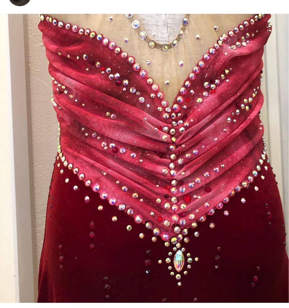 社交ダンス ターキー ファー リボン フロート バングル ドレス まみよん