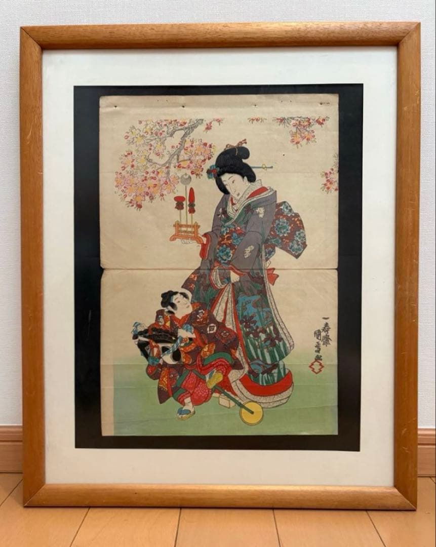 【真作】浮世絵 女性と子供 こどもの日にちなんだ母子絵: いづつやの文化記号