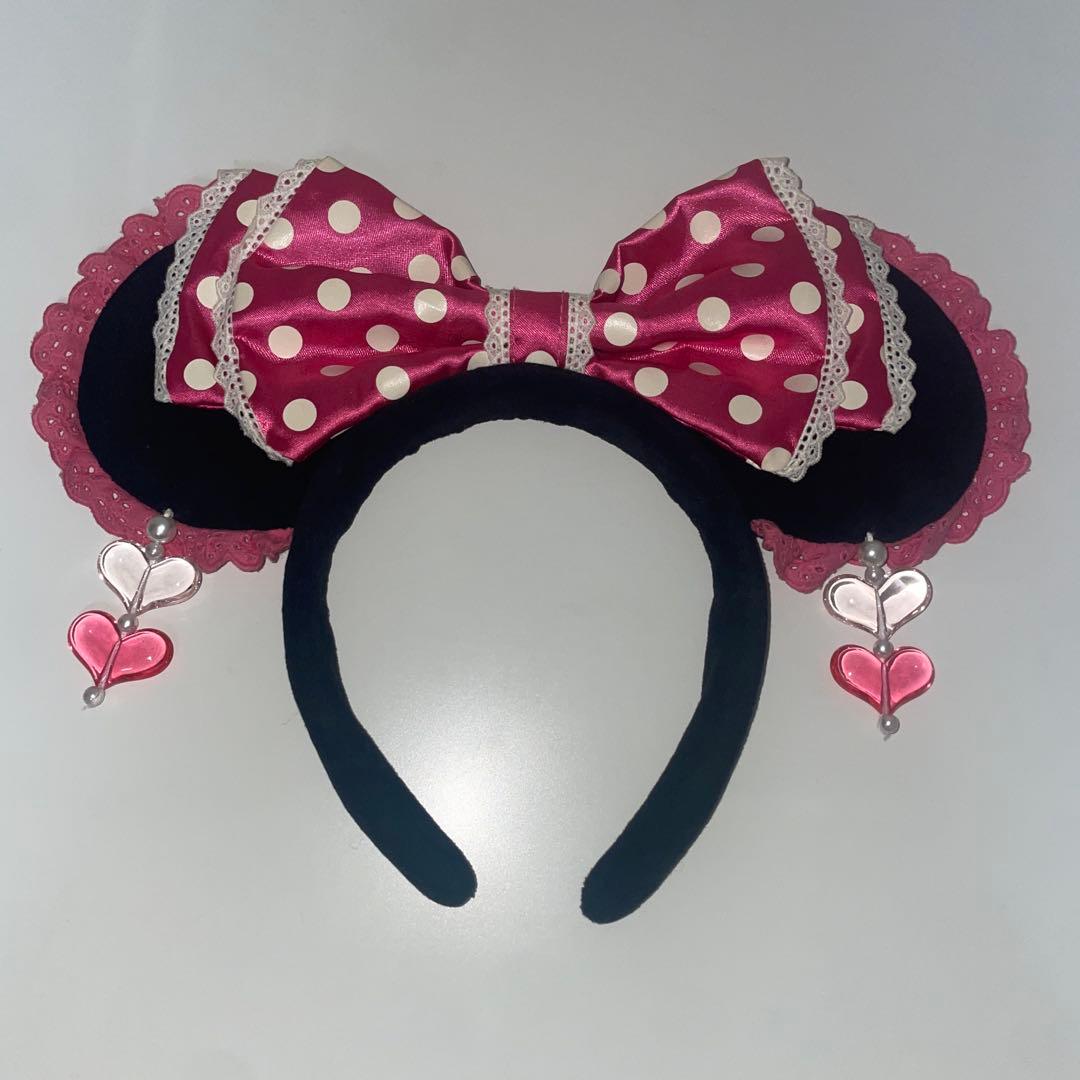 ミニーマウス風カチューシャ ピンク黒 - メルカリ