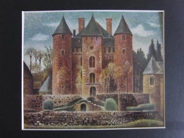 岡鹿之助、【古城】、希少な大判額装用画集より、美品、日本人画家、新品額装付