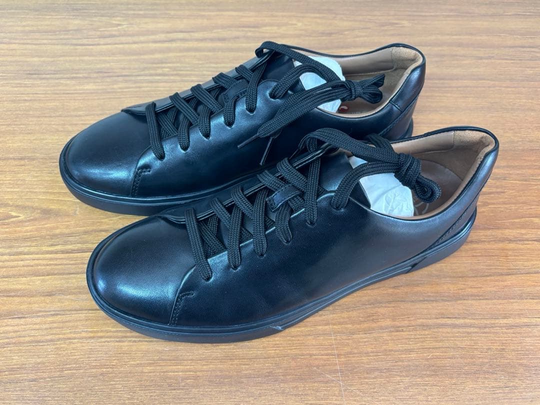 未使用Clarksメンズ アンコスタレース　黒レザースニーカー UK6/24cm