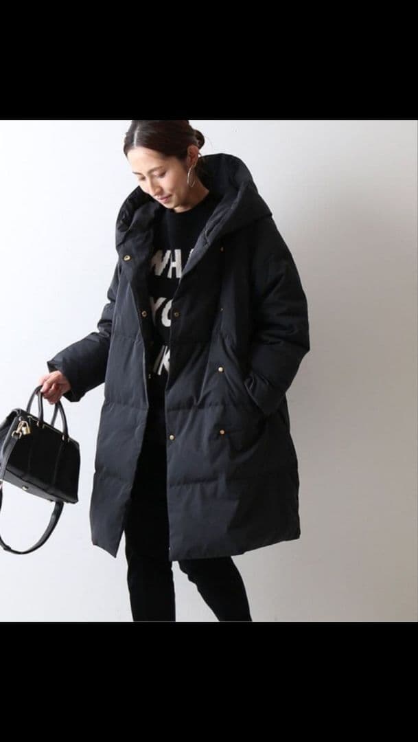 フード付きブラックダウンジャケット 36 phenix / プラスフェニックス別注】フィッシャーマンフードダウン