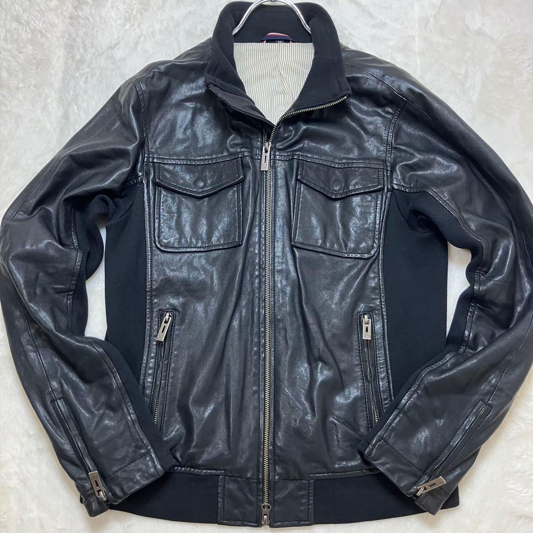 美品 アルマーニジーンズ ニット切替 羊革 ラム レザージャケット ライダース 楽天市場】アルマーニ ライダース メンズ 中古の通販