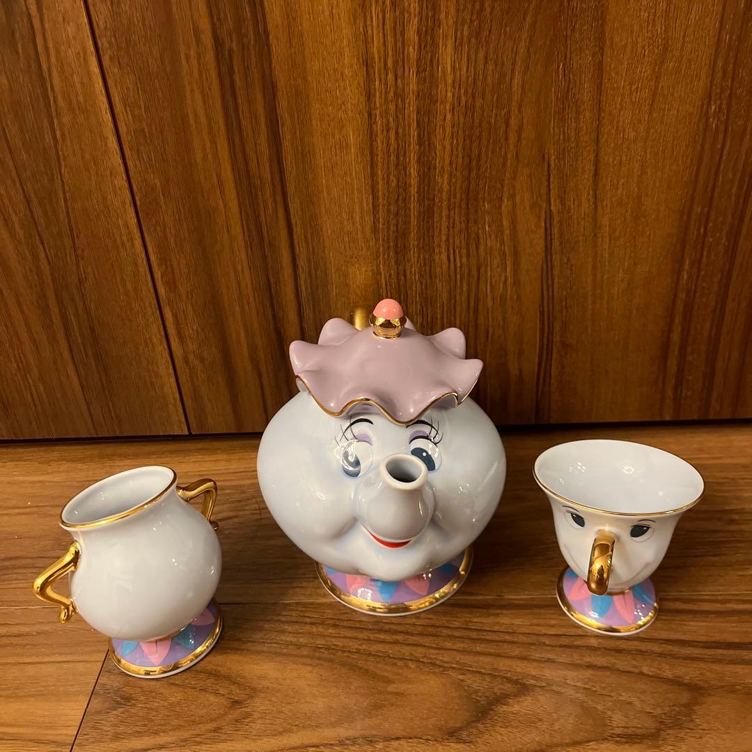 東京ディズニーランド ティーポットセット3点 美女と野獣チップポット