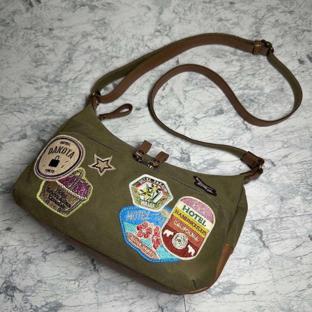 極美品 ダコタ ボイジャー ショルダー ワッペン キャンバス レザー