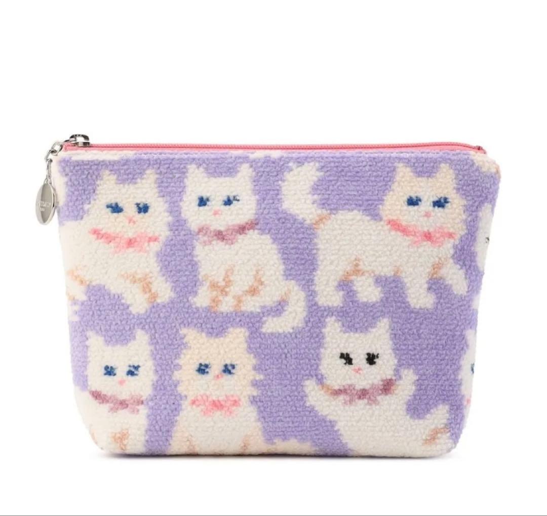 新品タグ付き　フェイラー　FEILER モフモフネコチャン 舟形ポーチ　M ねこ
