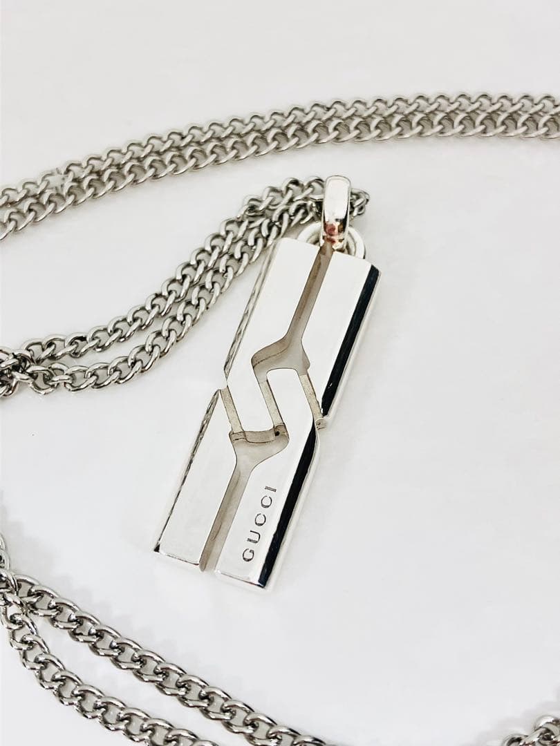 【超美品】GUCCI ネックレス トップ925＋社外喜平チェーン 男女兼用
