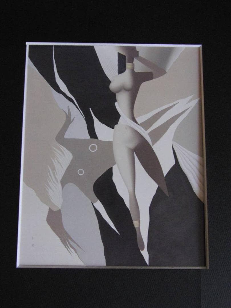 東郷青児、【タッシリ】、希少な額装用画集より、状態良好、新品額装付