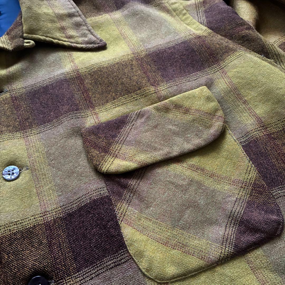 vintage 60s〜70s ウール オンブレチェックシャツ - メルカリ