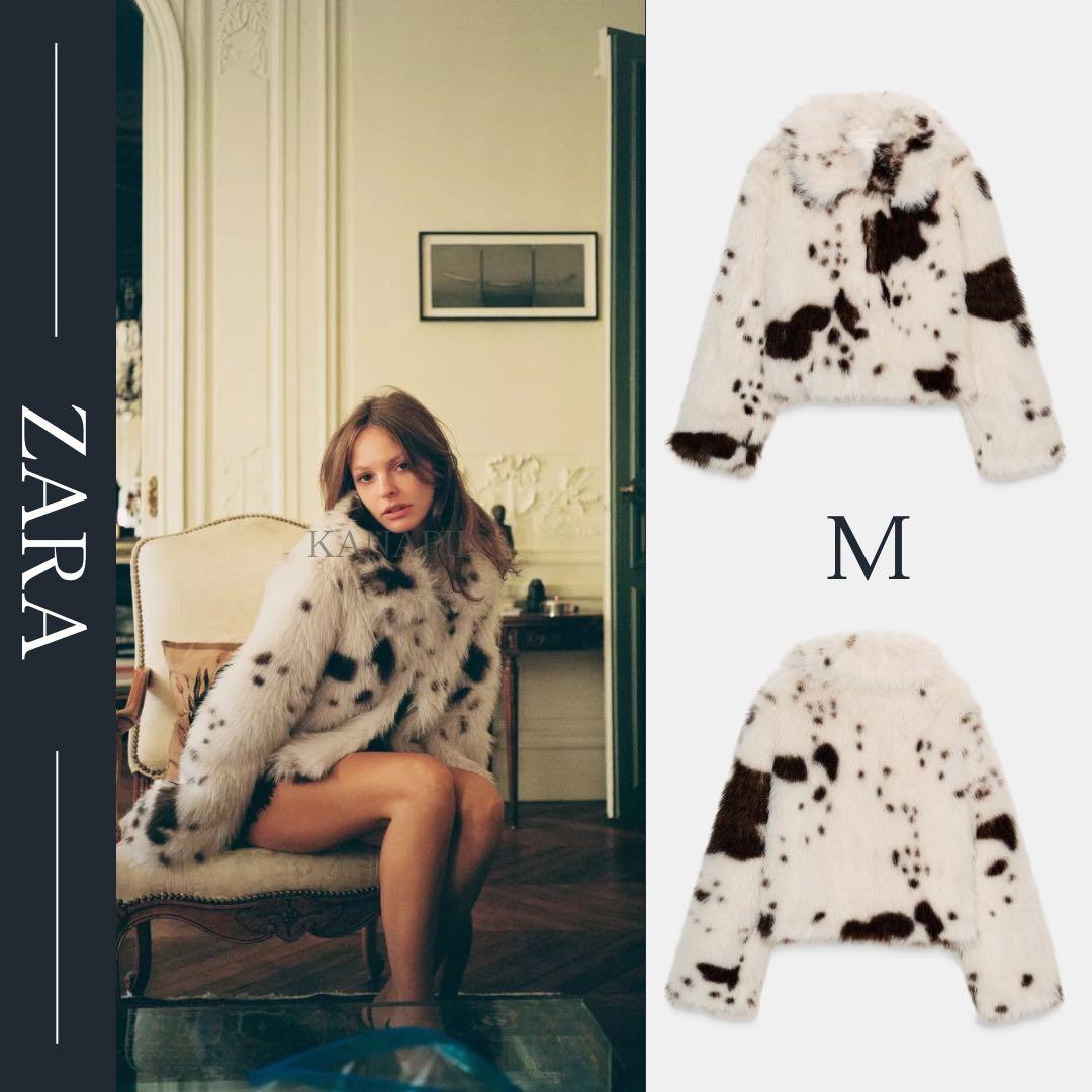 ZARA アニマルプリント フェイクファーショートコート M 新品