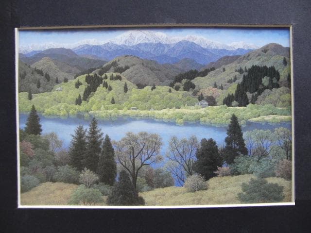 成田禎介、【湖畔】、希少な画集画、新品高級額 額装付、状態良好
