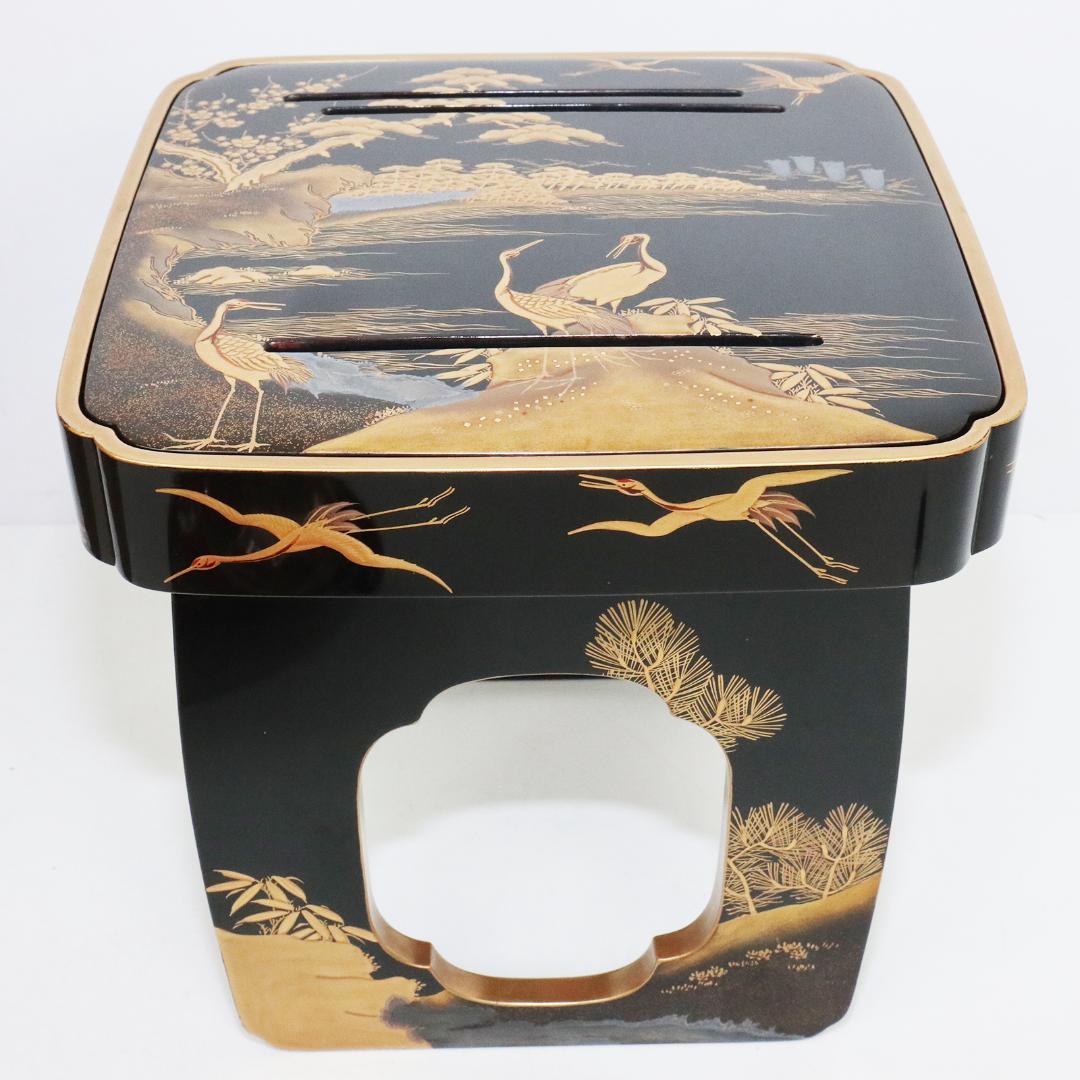 時代漆器 朱漆塗 鶴亀山水 松竹梅 縁起物 蒔絵 三ツ重盃 木製 - メルカリ