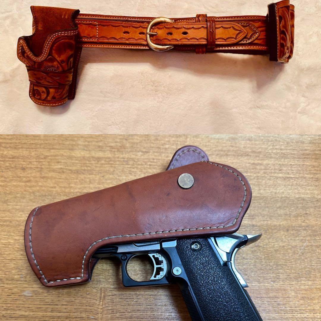 カービングレザー ベルトとホルスター＆マガジンポーチMGC・Gun