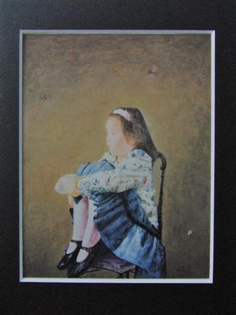 大津英敏、【春】、希少な額装用画集より、新品額装付、状態良好