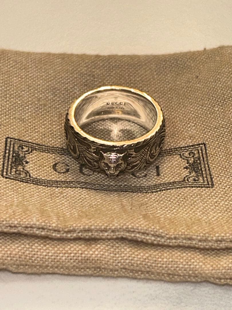 GUCCI キャットヘッド　シルバーリング サイズ22