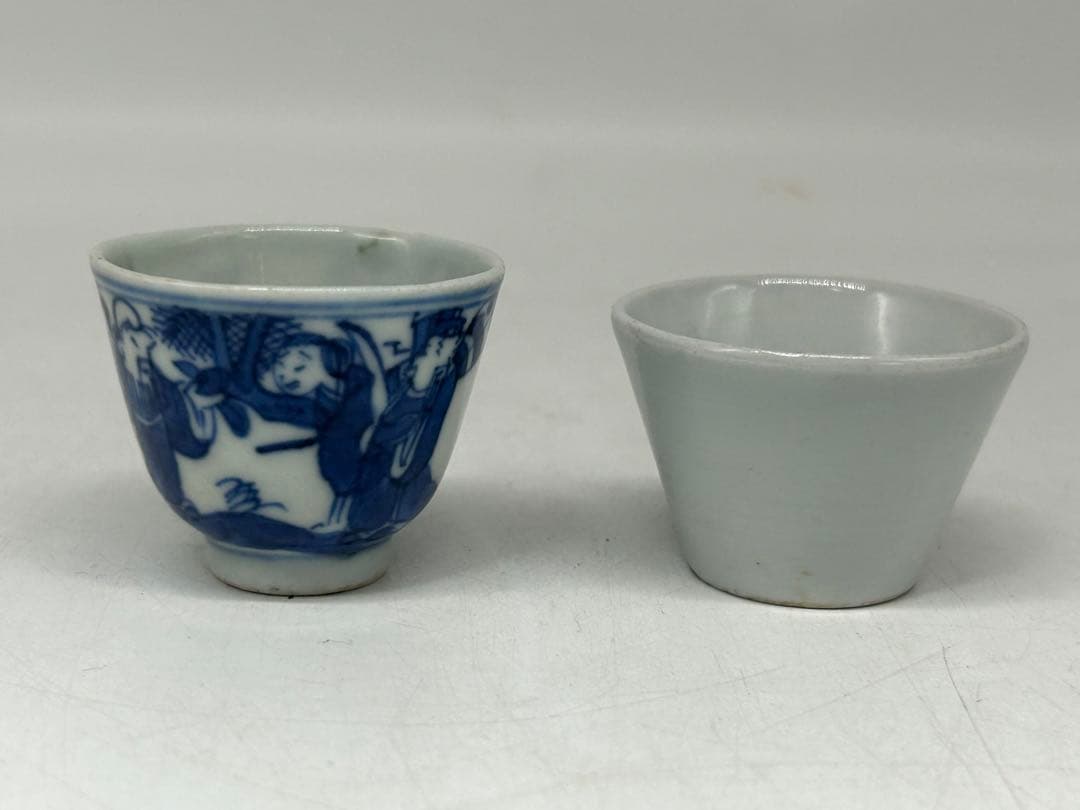 中国　清時代　染付&白磁　くいのみ2点　送料込み0929