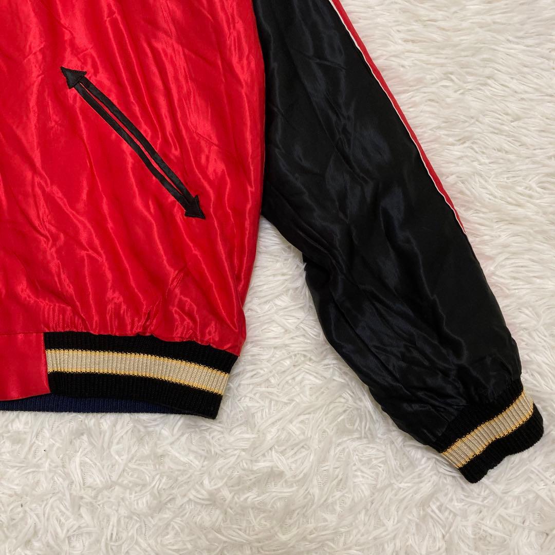 美品 テーラー東洋 スカジャン ブラック イーグル 鷹×地図柄 リバーシブル