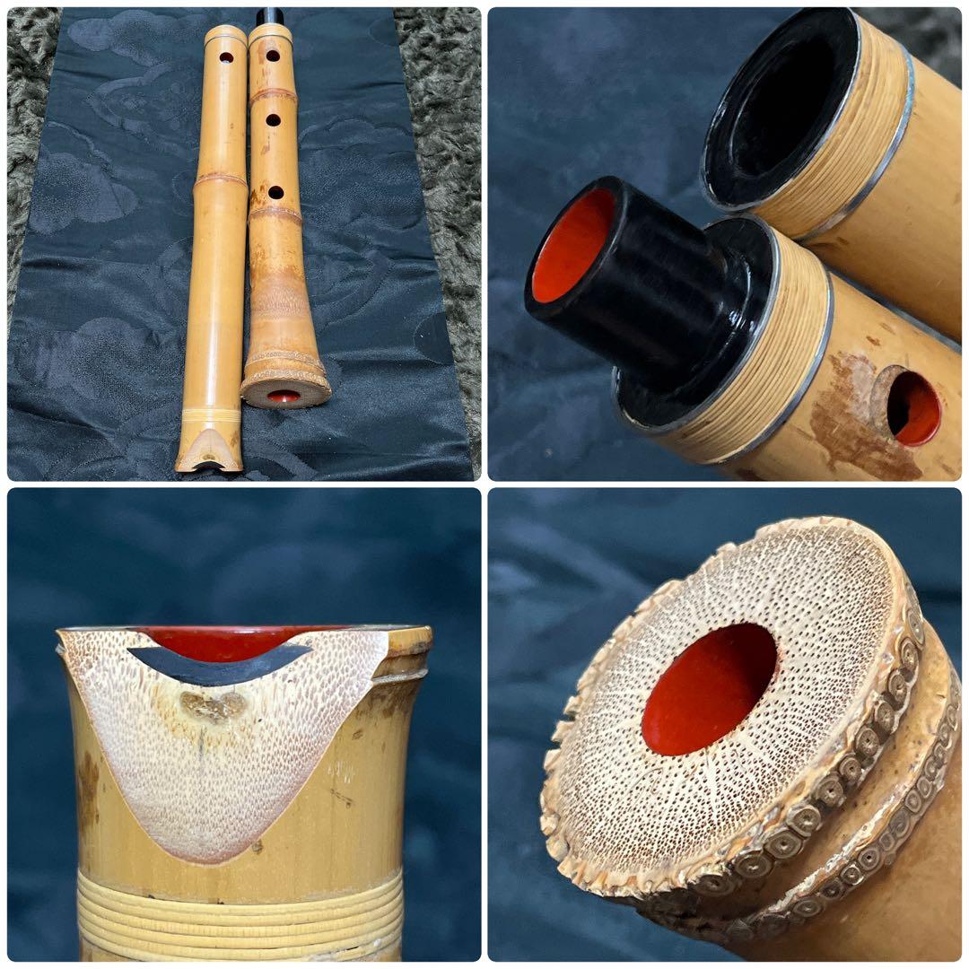 尺八 都山流 在銘 2印 中継ぎ緩み無し 二尺管 籐巻き銀三線 ほぼ未使用品