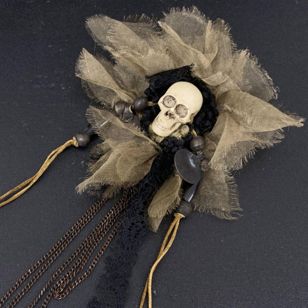 美品 SHARE SPIRIT アンティーク スカル コサージュ ブローチ sankyo shokai（三京商会） ［期間限定価格］ファー コサージュ