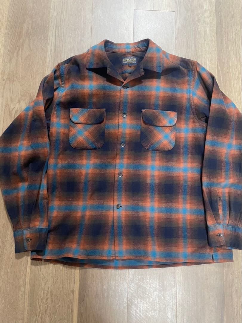 Pendleton オレンジネイビー ボードシャツ L