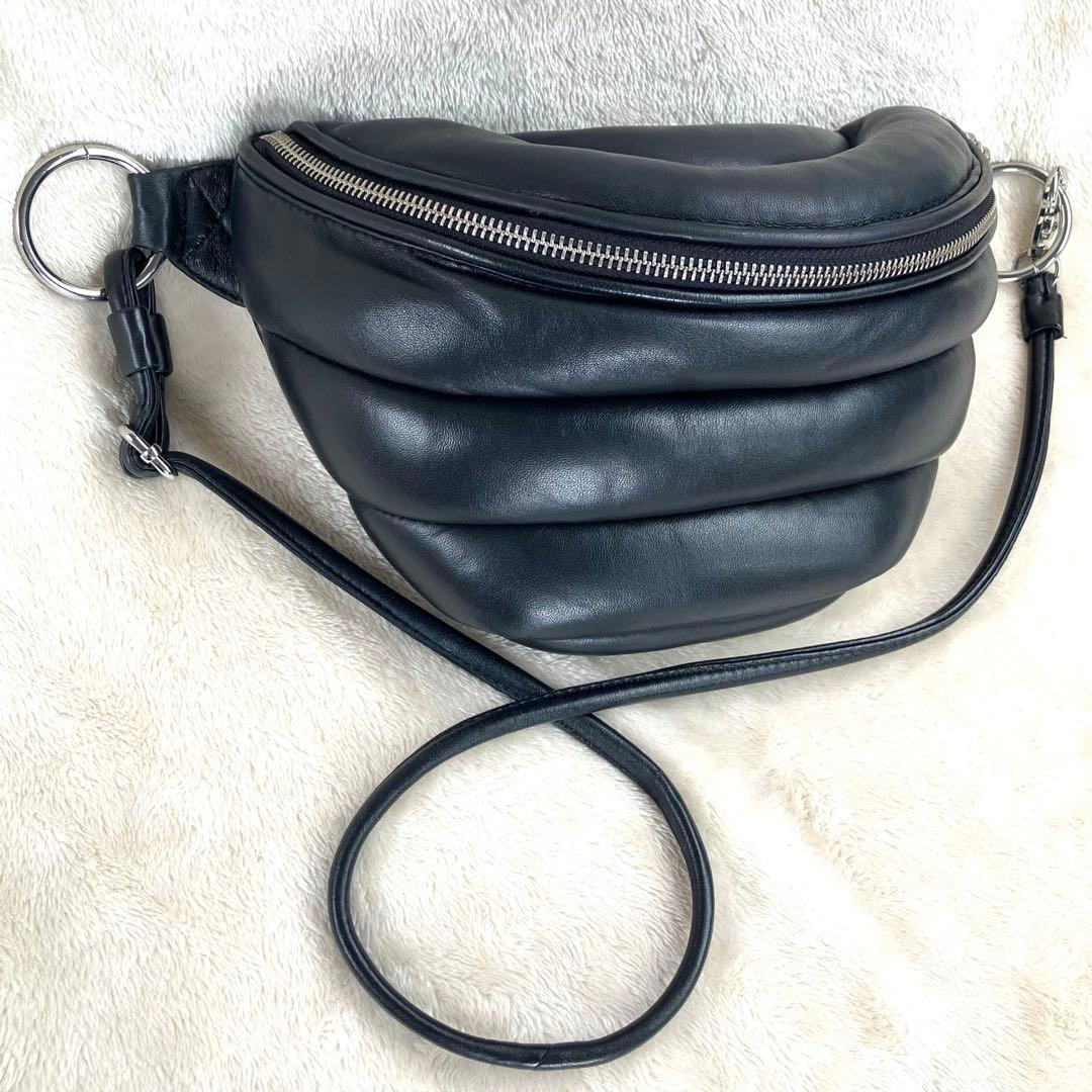 【美品✨】marimekko マリメッコ ショルダーバッグ レザー ブラック