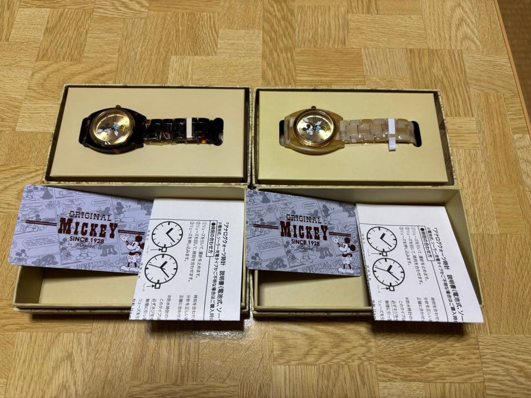 新品電池交換済】ミッキー ミニー 腕時計 ディズニー べっこう 2本セット