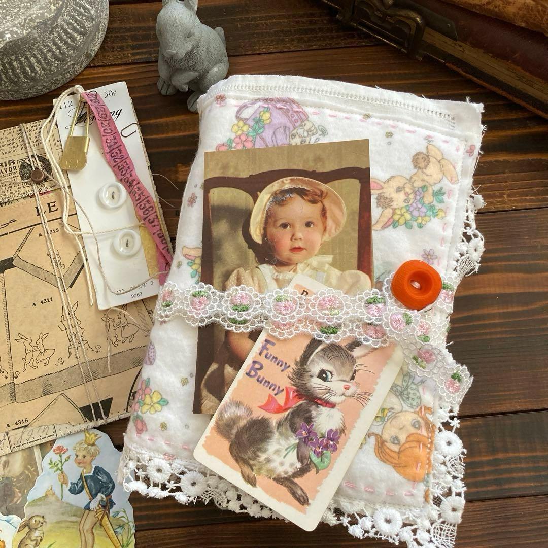 junk journal ジャンクジャーナル雑記帳　平袋　紙ものセット付き