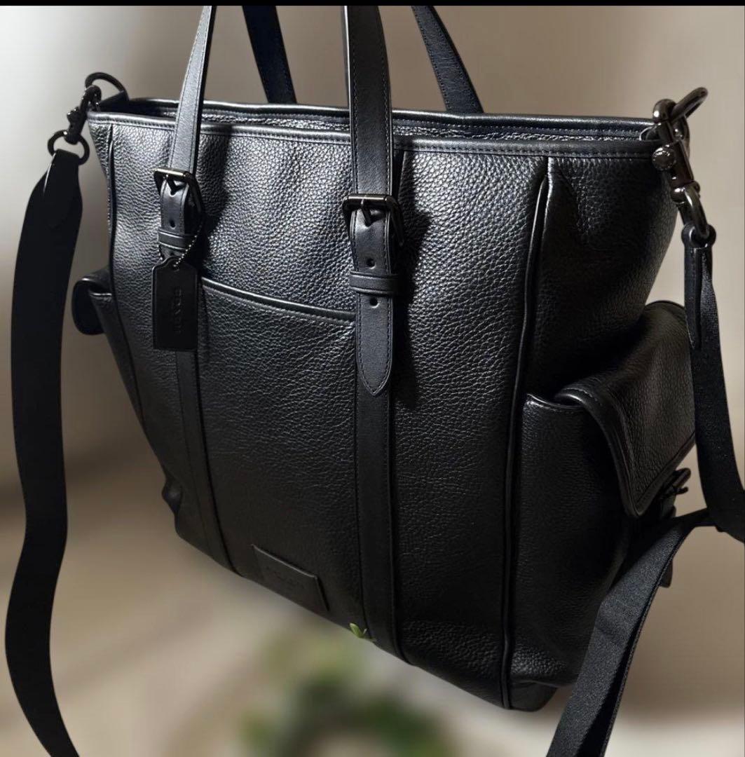 美品✨コーチ COACH メンズ バッグ　スプリント トート　黒 COACH】コーチ メンズ バッグ ぺブルレザー スプリント トート 2WAY