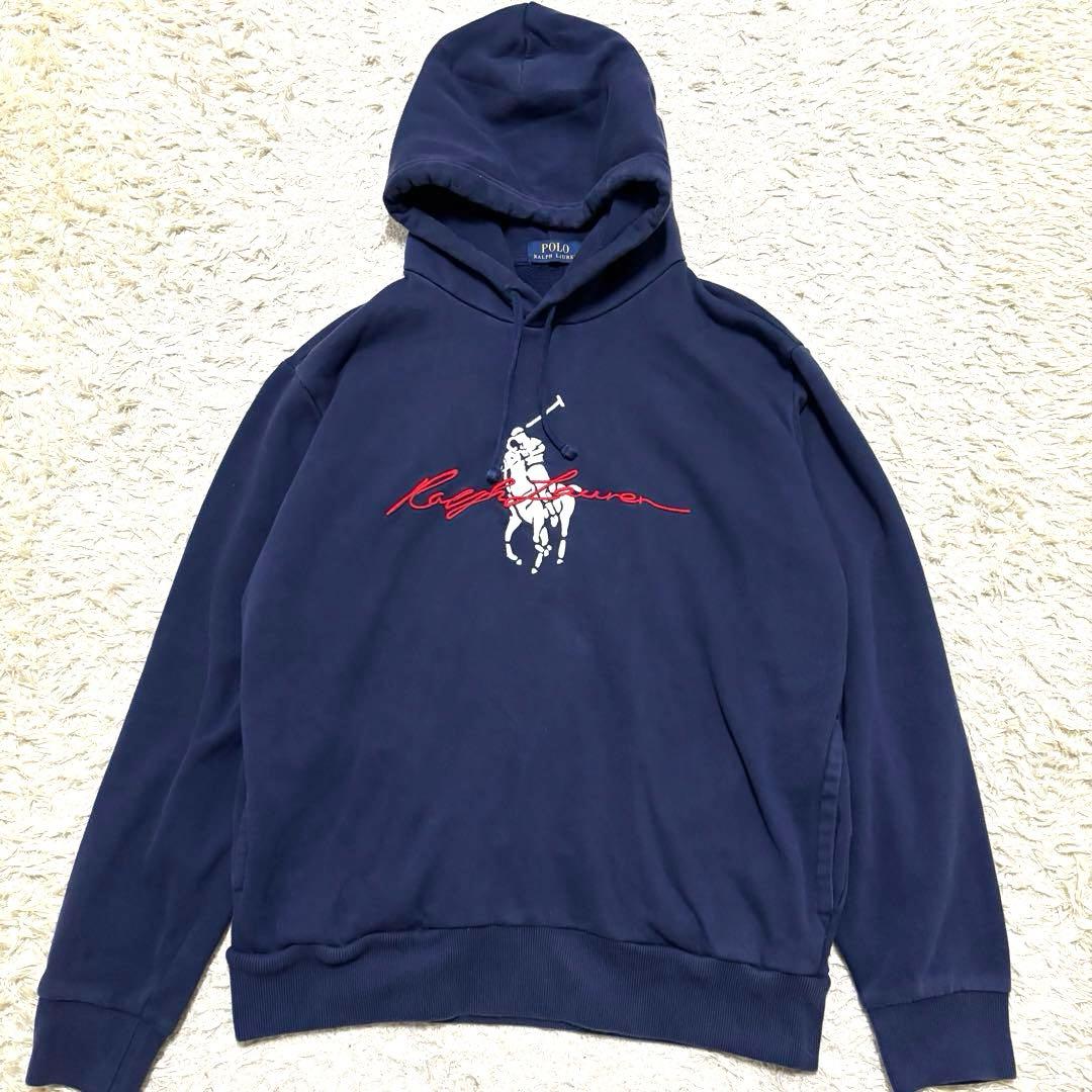 23AW ポロラルフローレン　ビッグポニーロゴフーディ　パーカー　ネイビー　M
