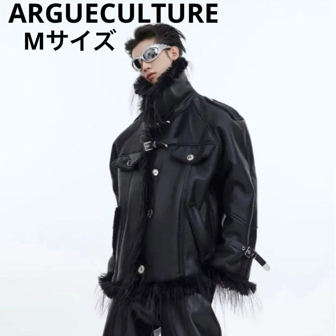 【ArguE CulturE】新品タグ付き　レザージャケット ArguE CulturE PUレザージャケットショートストリート肩パット (Argue