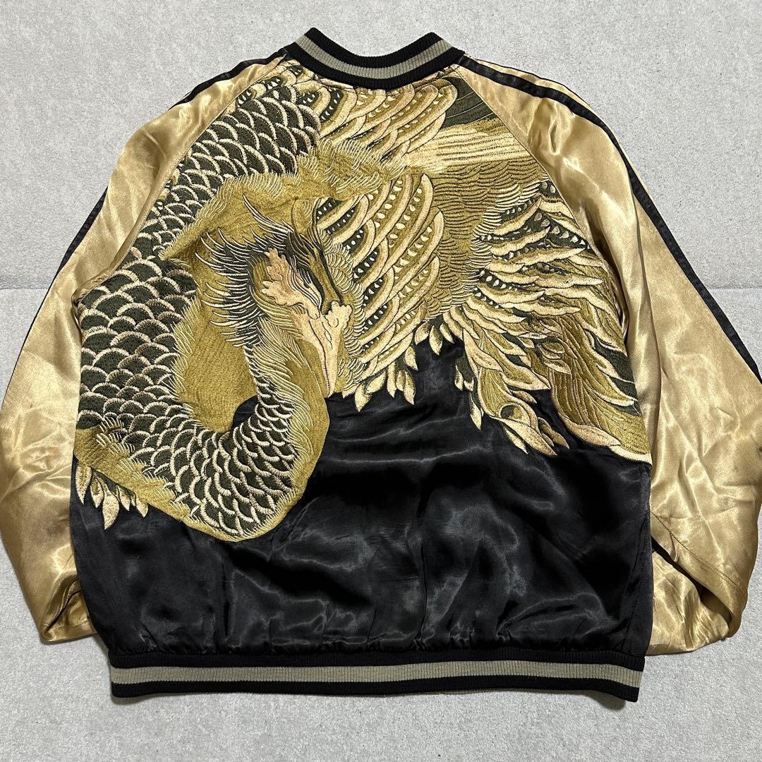 専用★XL 大きいサイズ‼️ 花旅楽団　鳳凰　リバーシブルスカジャン　ゴールド