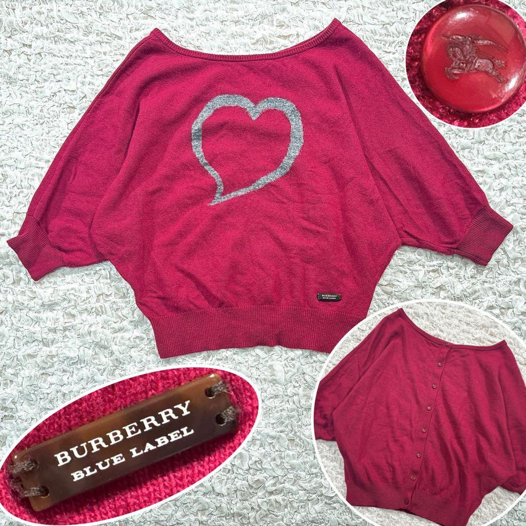 BURBERRY BLUE LABEL カシミヤ混 ハート ニット 38 ロゴ - メルカリ
