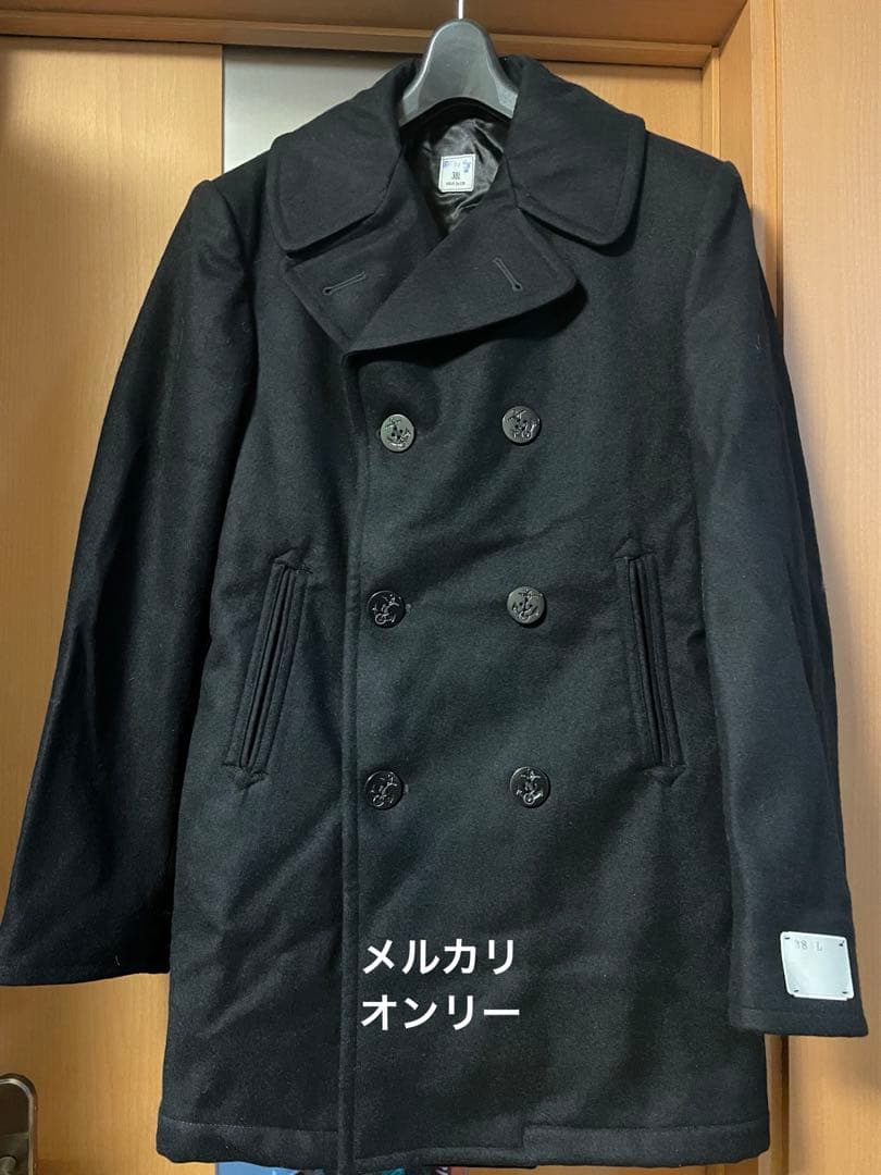 アメリカ海軍　US NAVY Pコート38L ブラック　ミリタリーコート米軍