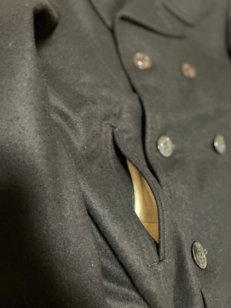 アメリカ海軍 US NAVY Pコート38L ブラック ミリタリーコート米軍