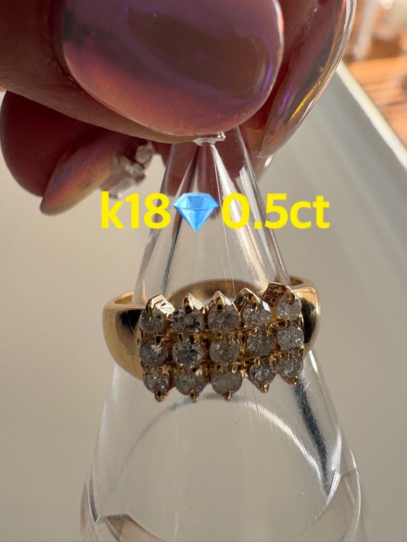 k18ゴールド ✨メレダイヤ0.5ct✨地金リング❣️