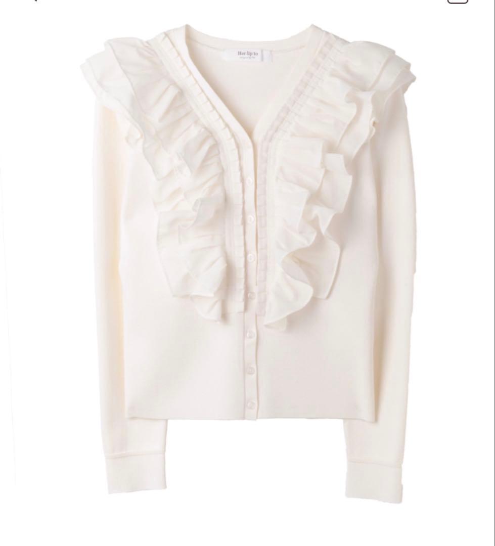 トップス herlipto Ruffle Pleated Knit Cardigan M