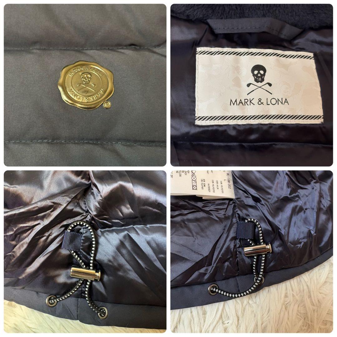 美品) マークアンドロナ ダウン ベスト レザーパイピング ダブルジップ