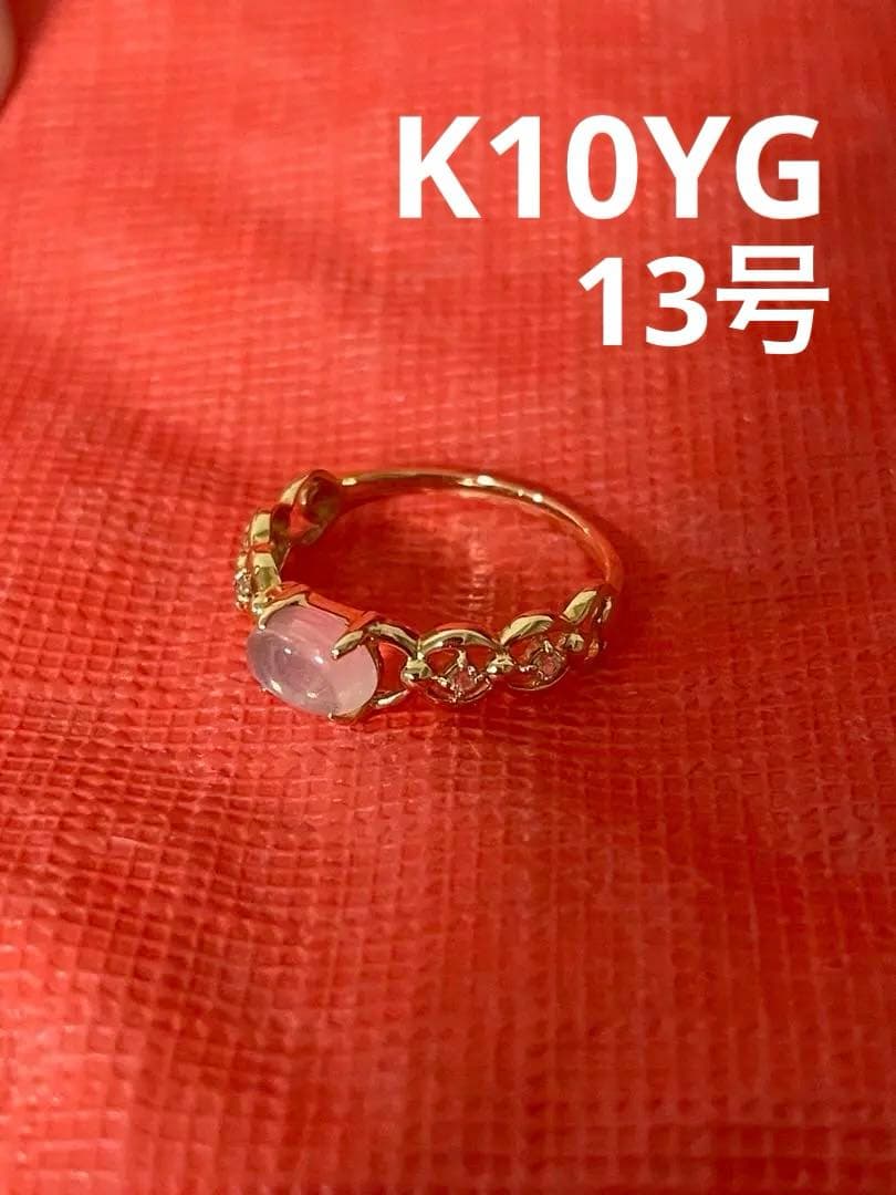 フェスタリア K10YG ブルームーンストーン/ホワイトトパーズ リング13号