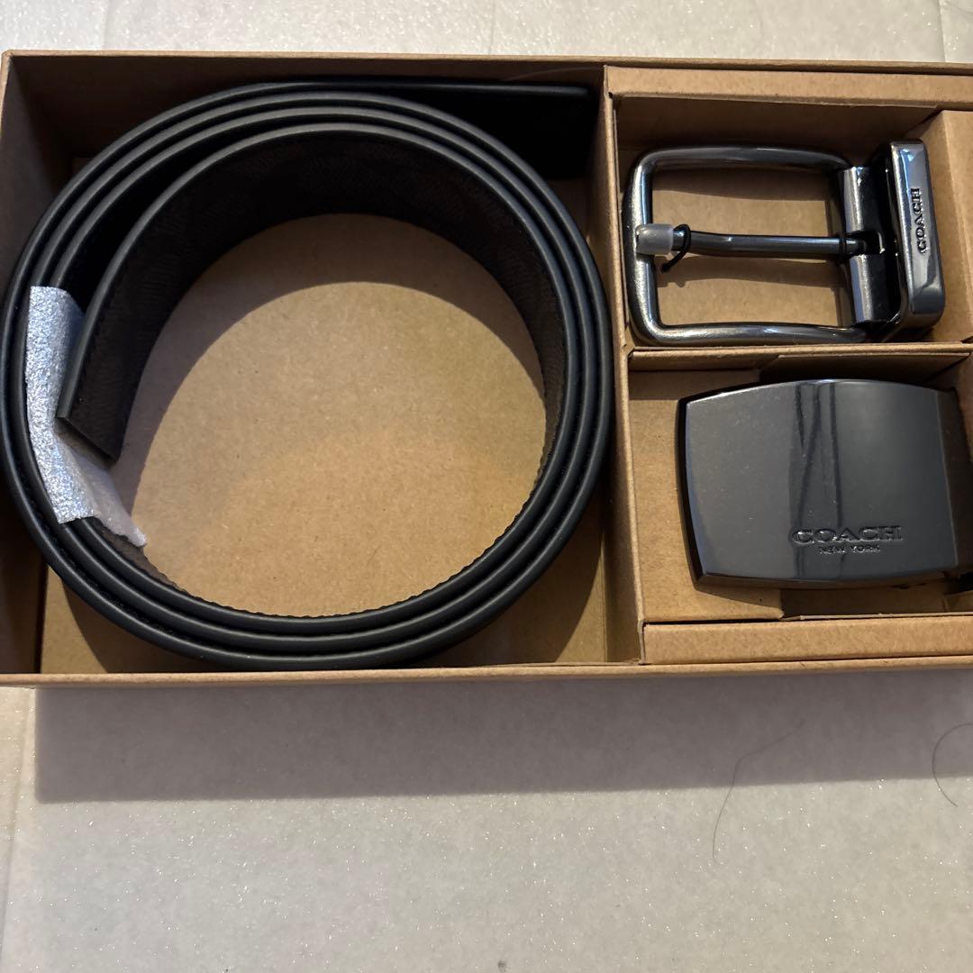 コーチ ベルト 2WAY COACH スティッチド プラーク カット トゥ サイズ リバーシブル レザー