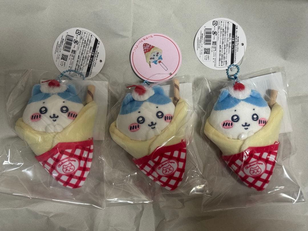 ハチワレ　クレープくじ　C賞　マスコット×3 ちいかわ クレープくじ ハチワレ C賞 ぬいぐるみ - メルカリ
